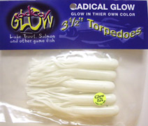43513 SHAD WHITE GLOW 3.5" Radical Glow Torpedoes